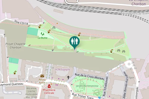 Map showing location of Paris Toilet