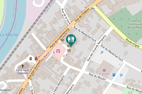 Map showing location of Place du Luxembourg Toilet