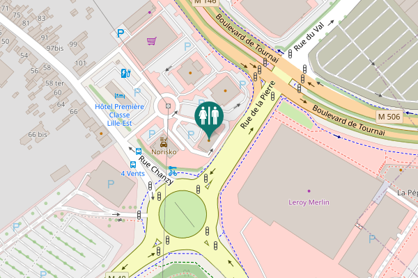 Map showing location of Rue de la Pierre Toilet