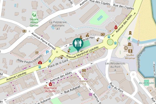 Map showing location of Place Benjamin Gaillard Toilet