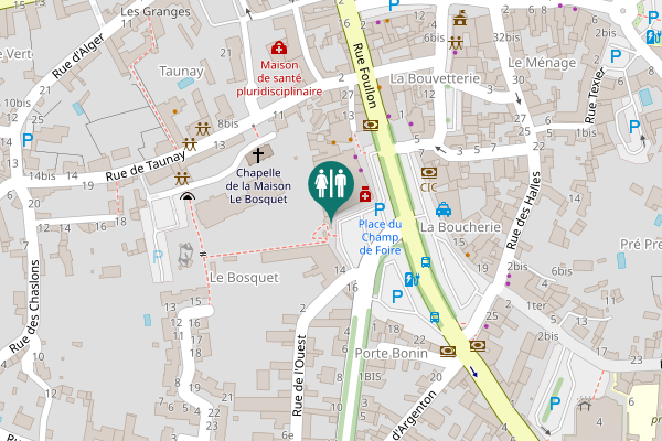 Map showing location of Place du Champ de Foire 14 Toilet
