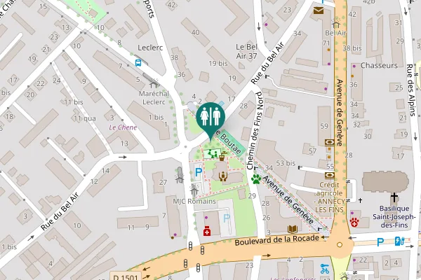 Map showing location of Allée de Boutae Toilet