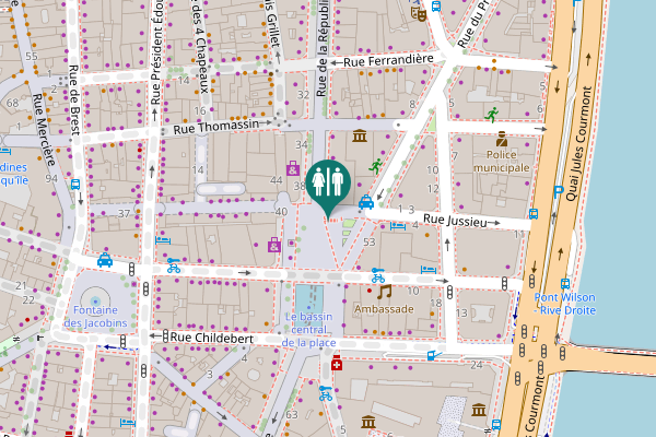 Map showing location of Place de la République Toilet