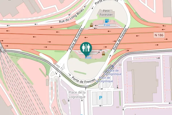 Map showing location of N 186b Toilet