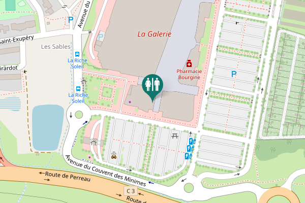 Map showing location of La Riche Toilet