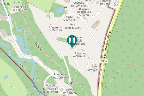 Map showing location of Sente 1 Toilet