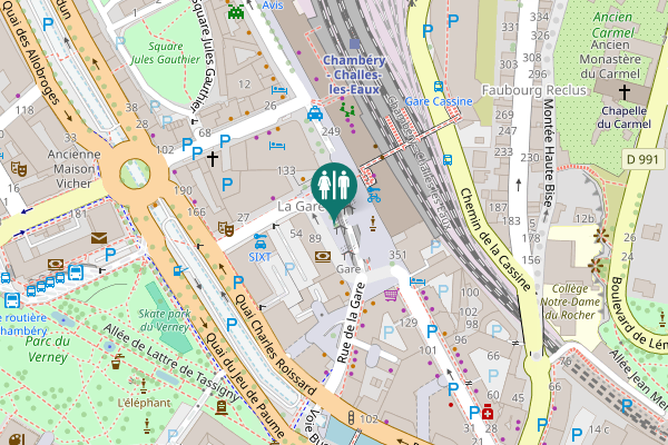 Map showing location of Place de la Gare Toilet