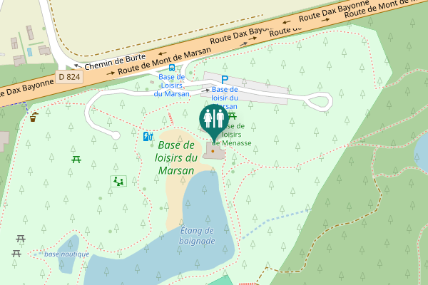 Map showing location of Route de Mont de Marsan Toilet