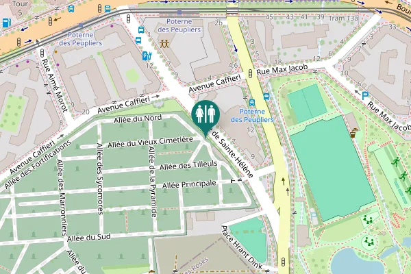 Map showing location of Rond-point de la Demi-Lune Toilet