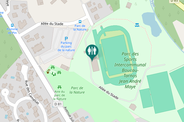 Map showing location of Allée du Stade Toilet