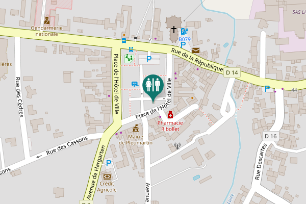Map showing location of Place de l'Hôtel de Ville 6 Toilet