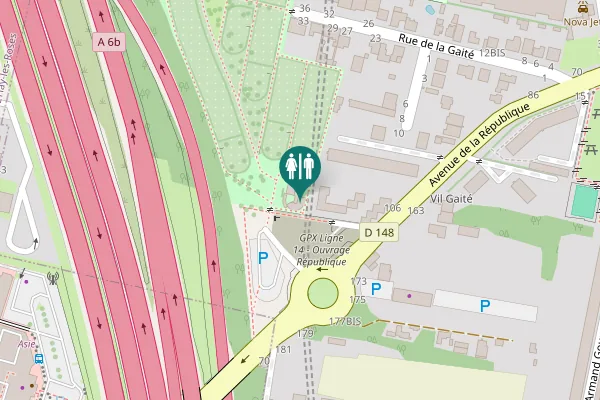 Map showing location of GPE Ligne 14 - Ouvrage République Toilet