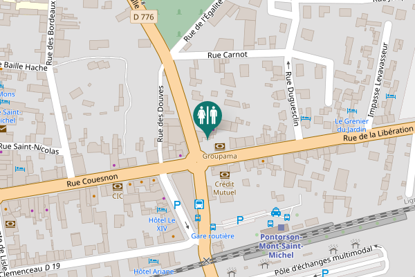 Map showing location of Pontorson Toilet