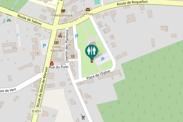 Map showing location of Place de l'Église Toilet