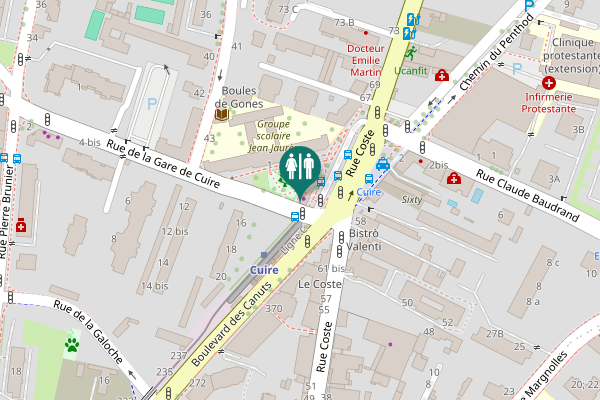 Map showing location of Rue de la Gare de Cuire 2 Toilet
