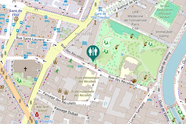 Map showing location of Rue des Récollets Toilet