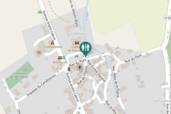 Map showing location of Chemin du Moulin Blanc Toilet