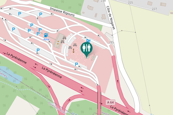 Map showing location of La Pyrénéenne Toilet