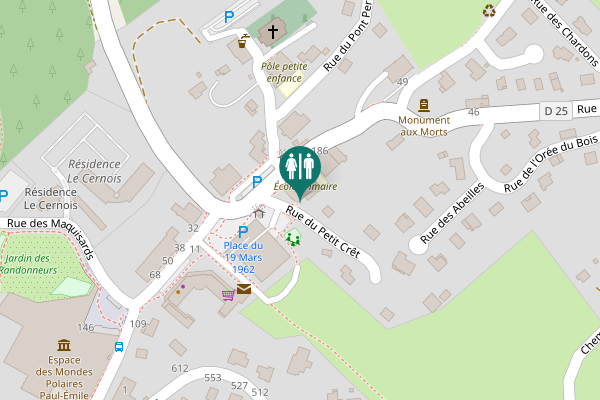 Map showing location of Rue du Petit Crêt Toilet