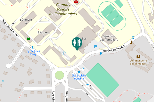 Map showing location of Rue des Templiers Toilet