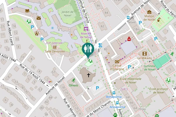 Map showing location of Avenue de Novel Toilet