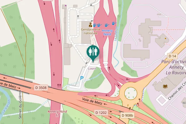 Map showing location of Annecy Nord, Sortie 17 Toilet