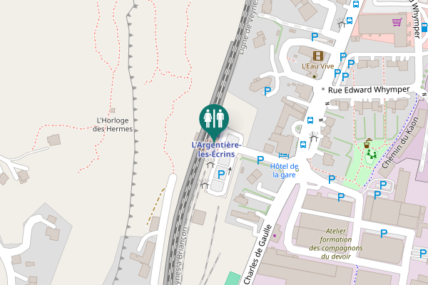 Map showing location of Rue de la Gare Toilet