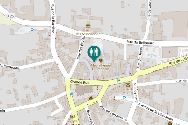 Map showing location of Toilettes publiques