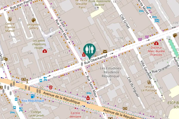 Map showing location of Rue Oberkampf 94 Toilet