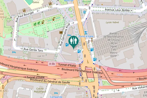 Map showing location of Avenue de la Porte d'Italie 18 Toilet