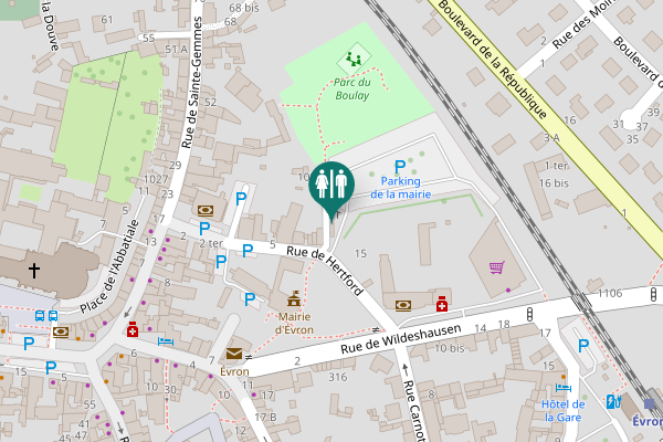 Map showing location of Ruelle du Parc du Boulay Toilet