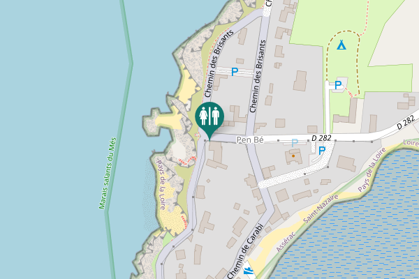 Map showing location of Route de l'Estran Toilet