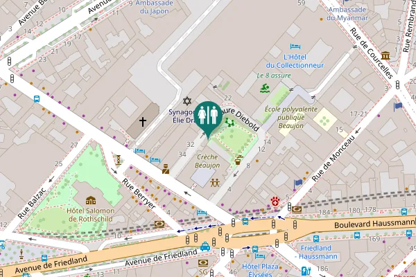 Map showing location of Rue Laure Diebold 30 Toilet