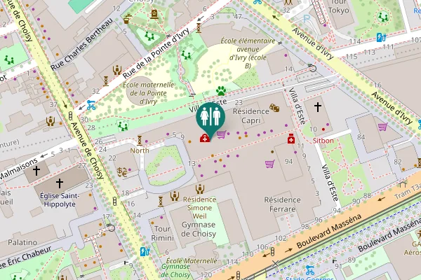 Map showing location of Place de Vénétie 13 Toilet