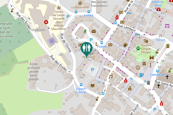 Map showing location of Rue de la Poste Toilet