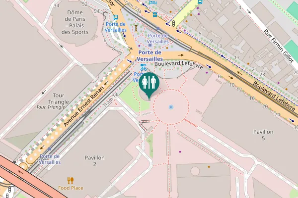 Map showing location of Boulevard Lefebvre Toilet