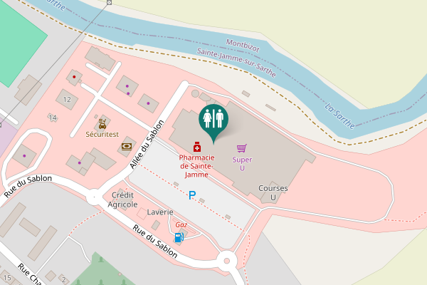 Map showing location of Allée du Sablon Toilet