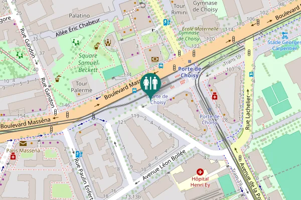 Map showing location of Boulevard Masséna 117 Toilet