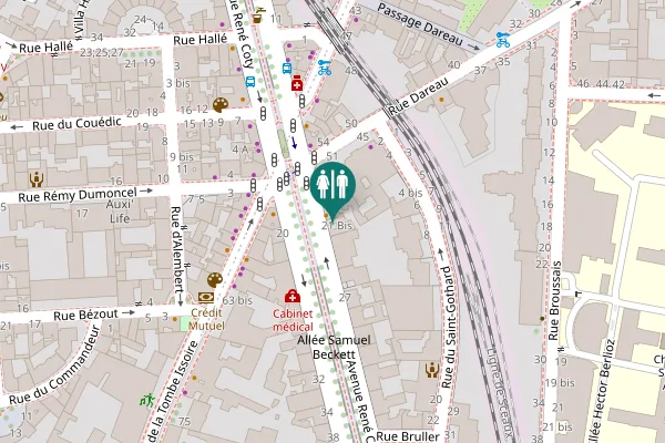 Map showing location of Avenue René Coty 21 Bis Toilet
