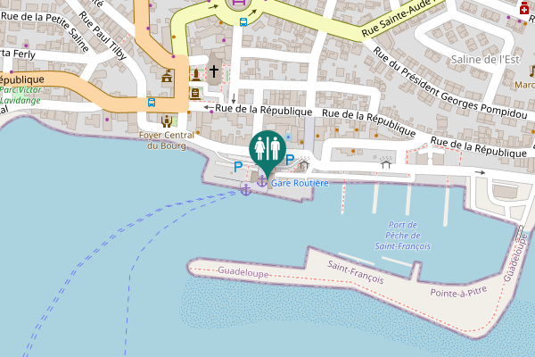 Map showing location of Saint-François Toilet