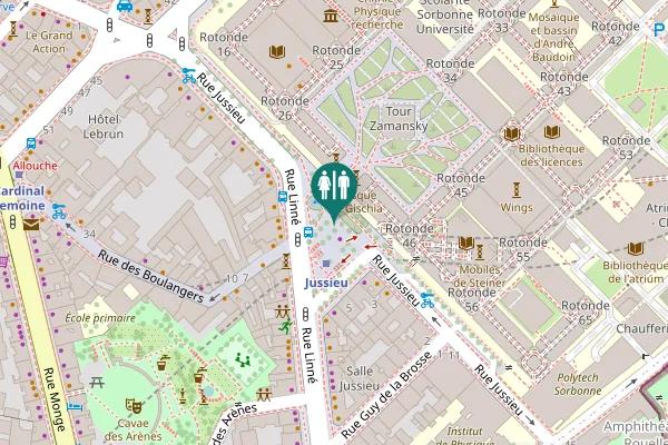 Map showing location of Place Jussieu Toilet