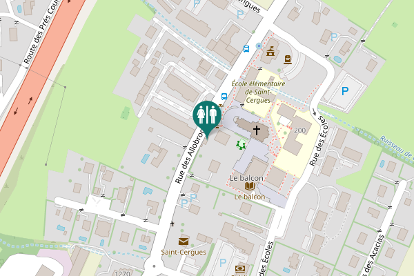 Map showing location of Rue des Allobroges Toilet