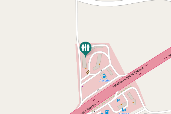 Map showing location of Trakia Motorway Toilet
