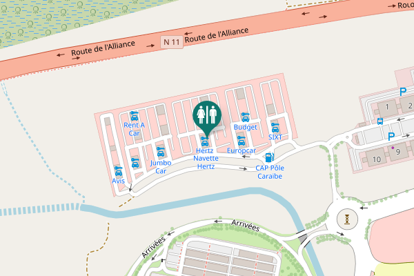 Map showing location of Arrivées Toilet