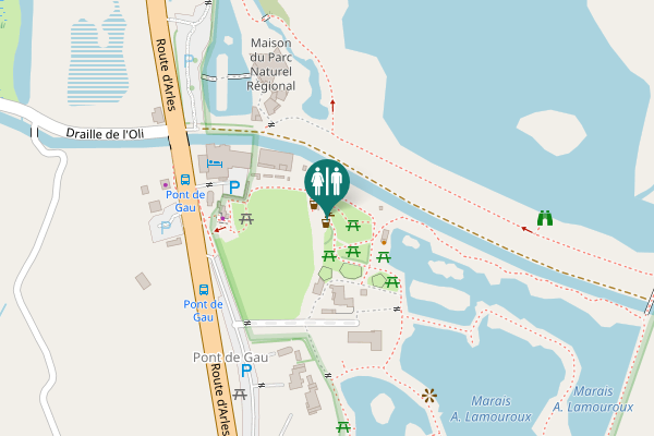 Map showing location of Route d'Arles Toilet