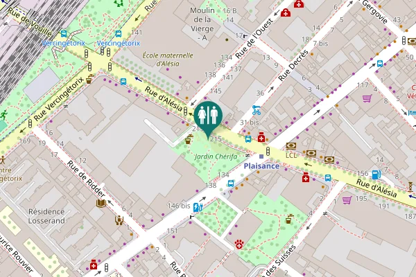 Map showing location of Rue d'Alésia 217 Toilet