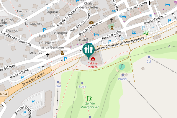 Map showing location of Route d'Italie 320 Toilet