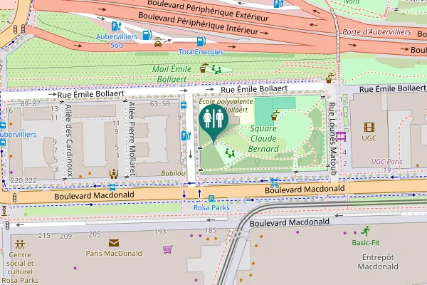 Map showing location of Rue Émile Bollaert 53 Toilet