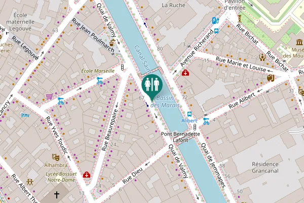 Map showing location of Quai de Valmy Toilet