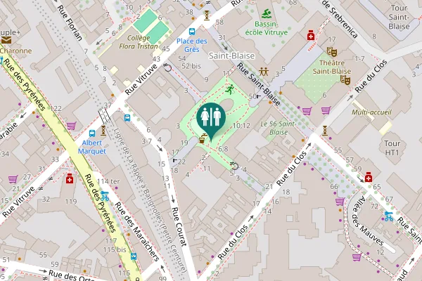 Map showing location of Toilettes